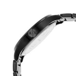 Jewellery-Watches*Armani Exchange Exchange Three Hand Black Stainless Steel Watch And Bracelet Gift Set Ax7102 in Black