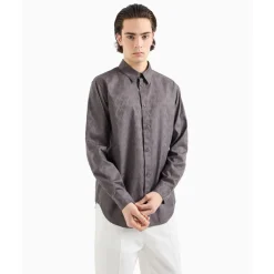 Shirts*Armani Exchange Jacquard Regular Fit Long Sleeve Shirt in Grey