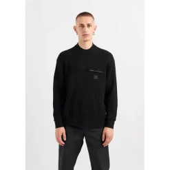Knitwear*Armani Exchange Rib Knit Mock Neck Regular Fit Sweater in Black