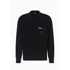 Knitwear*Armani Exchange Rib Knit Mock Neck Regular Fit Sweater in Black