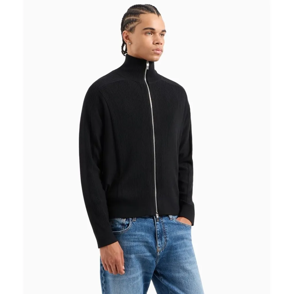 Knitwear*Armani Exchange Turtleneck Long Sleeve Regular Fit Sweater in Black