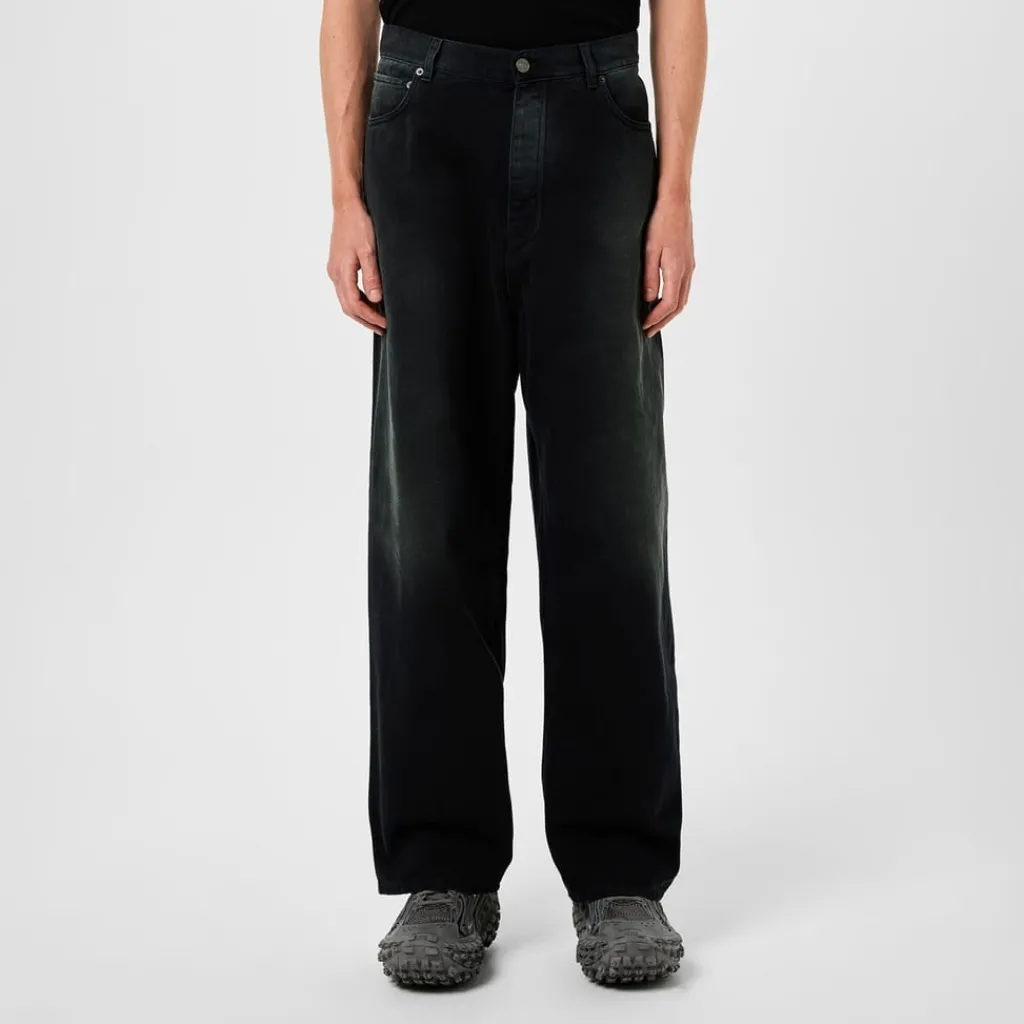 Jeans*Balenciaga Denim Size Sticker Baggy Trousers in Black