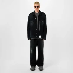 Jeans*Balenciaga Denim Size Sticker Baggy Trousers in Black
