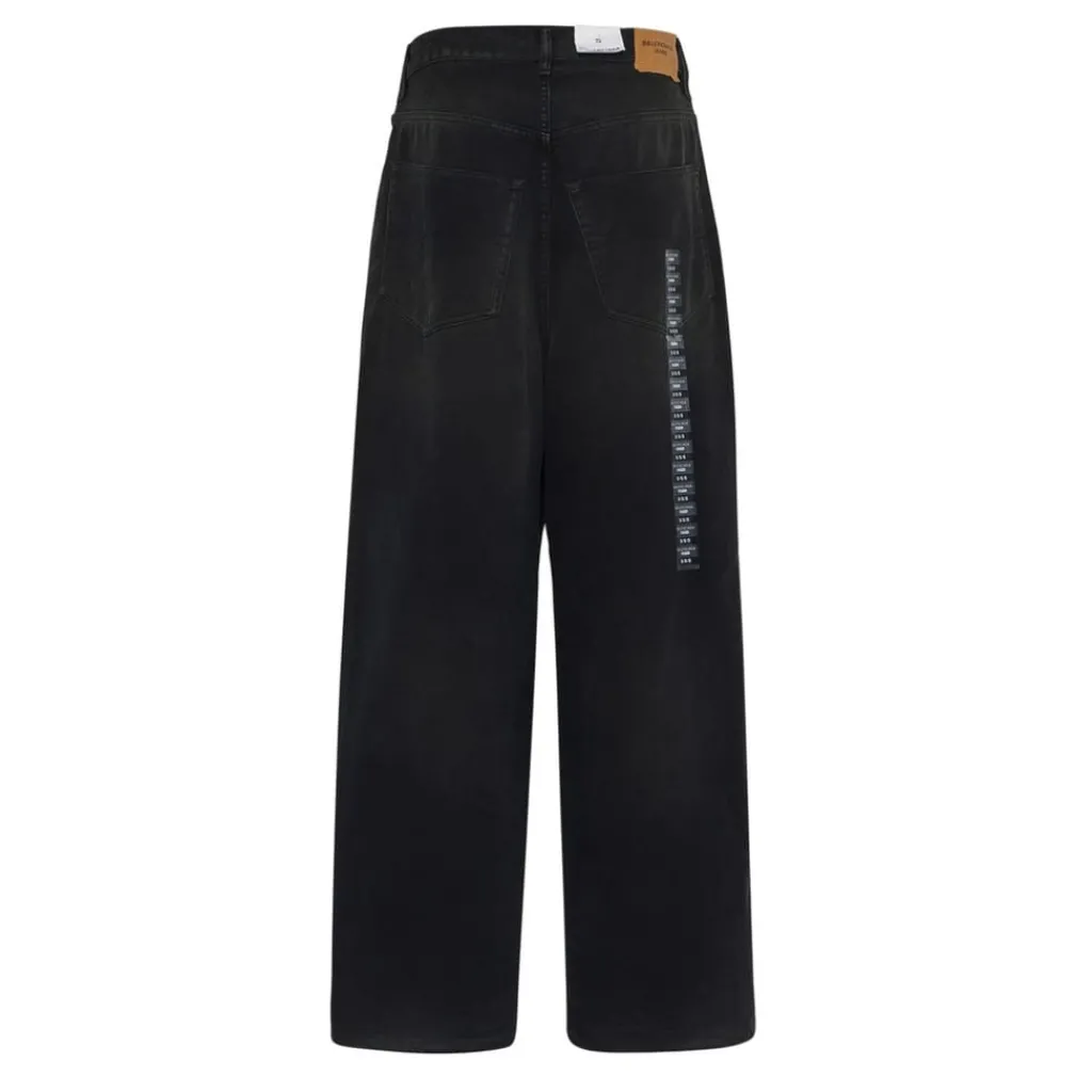 Jeans*Balenciaga Denim Size Sticker Baggy Trousers in Black