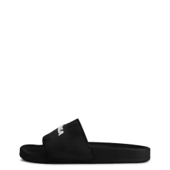 Beach Shoes*Balenciaga Logo Sliders in Black