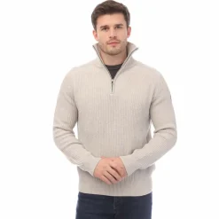 Sweatshirts*Belstaff Cotton Wool Rib Stanley Quarter Zip Jumper in White
