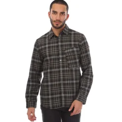 Shirts*Belstaff Shadow Plaid Cotton Scale Shirt in Charcoal