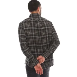 Shirts*Belstaff Shadow Plaid Cotton Scale Shirt in Charcoal