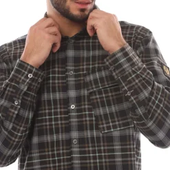 Shirts*Belstaff Shadow Plaid Cotton Scale Shirt in Charcoal