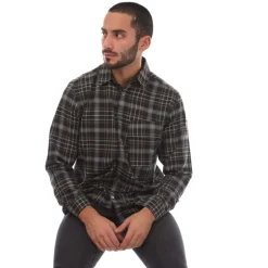 Shirts*Belstaff Shadow Plaid Cotton Scale Shirt in Charcoal