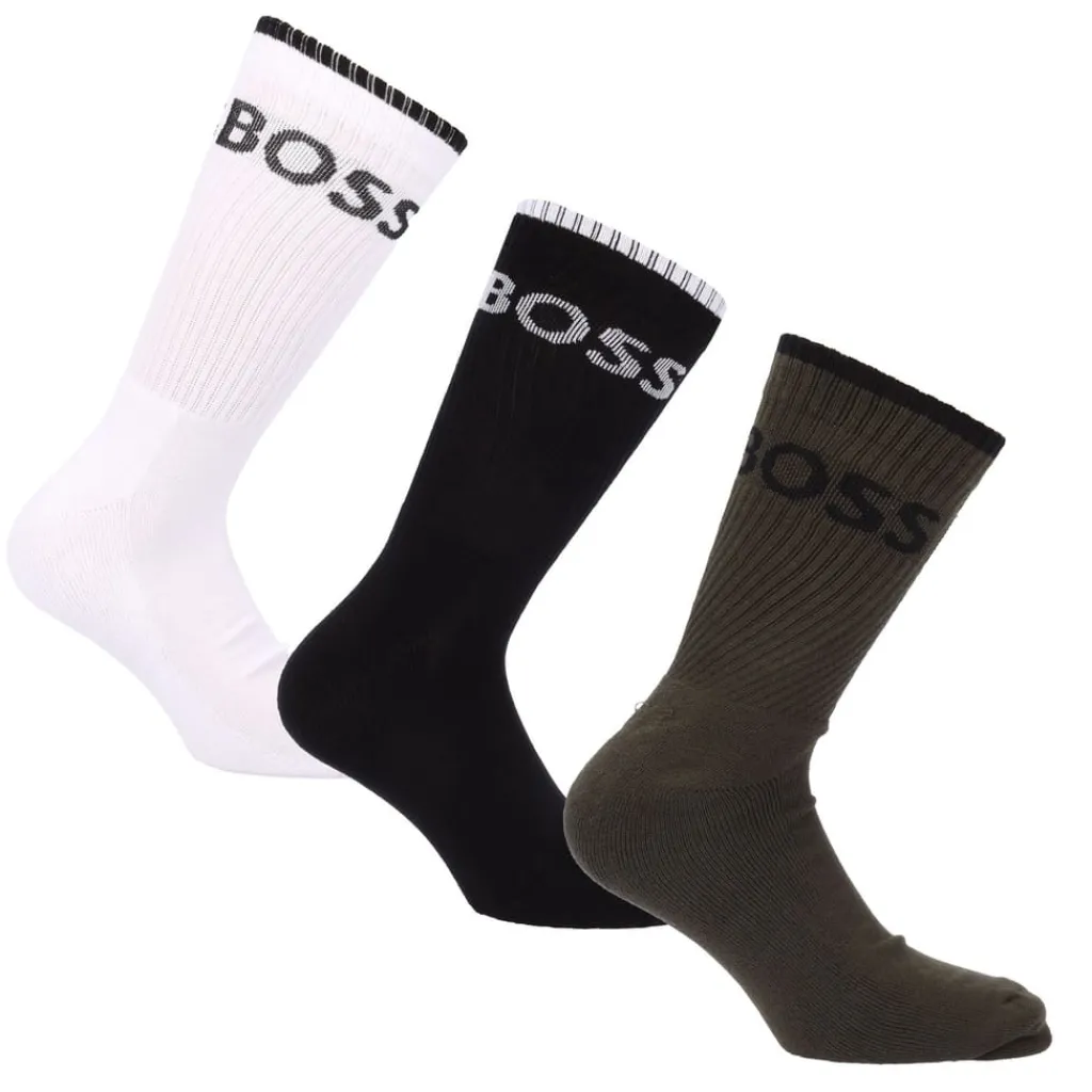 Underwear And Socks*Boss 6 Pack of Ribbed Short Socks in Various