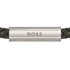 Jewellery-Watches*Boss Braided Black Leather Bracelet in Black