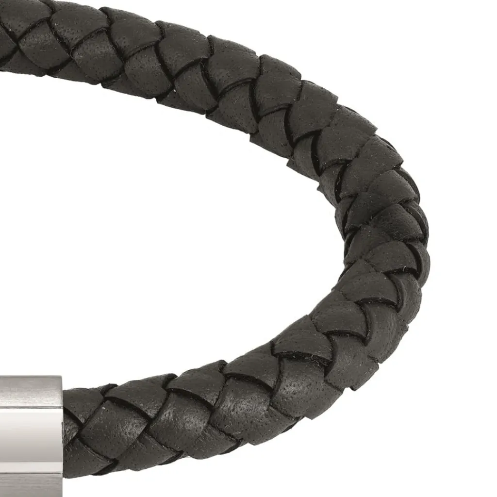 Jewellery-Watches*Boss Braided Black Leather Bracelet in Black