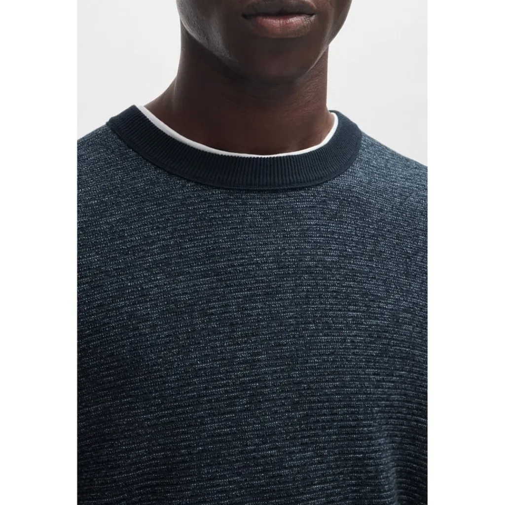 Knitwear*Boss Crew Neck Long Sleeve Regular Fit Sweater in Blue