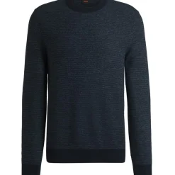 Knitwear*Boss Crew Neck Long Sleeve Regular Fit Sweater in Blue