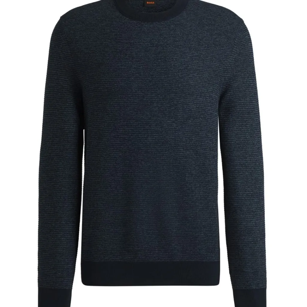 Knitwear*Boss Crew Neck Long Sleeve Regular Fit Sweater in Blue