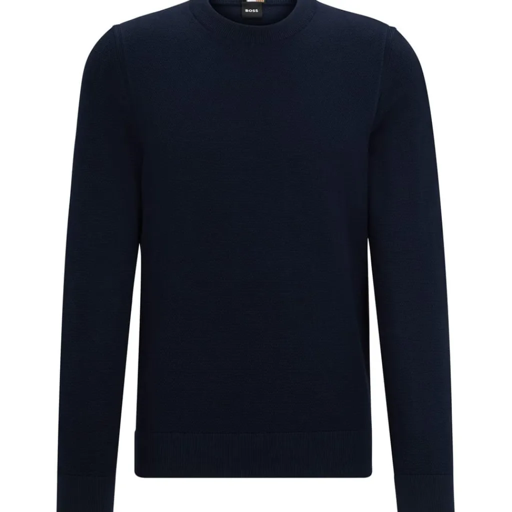 Knitwear*Boss Crew Neck Regular Fit Long Sleeve Sweater in Blue
