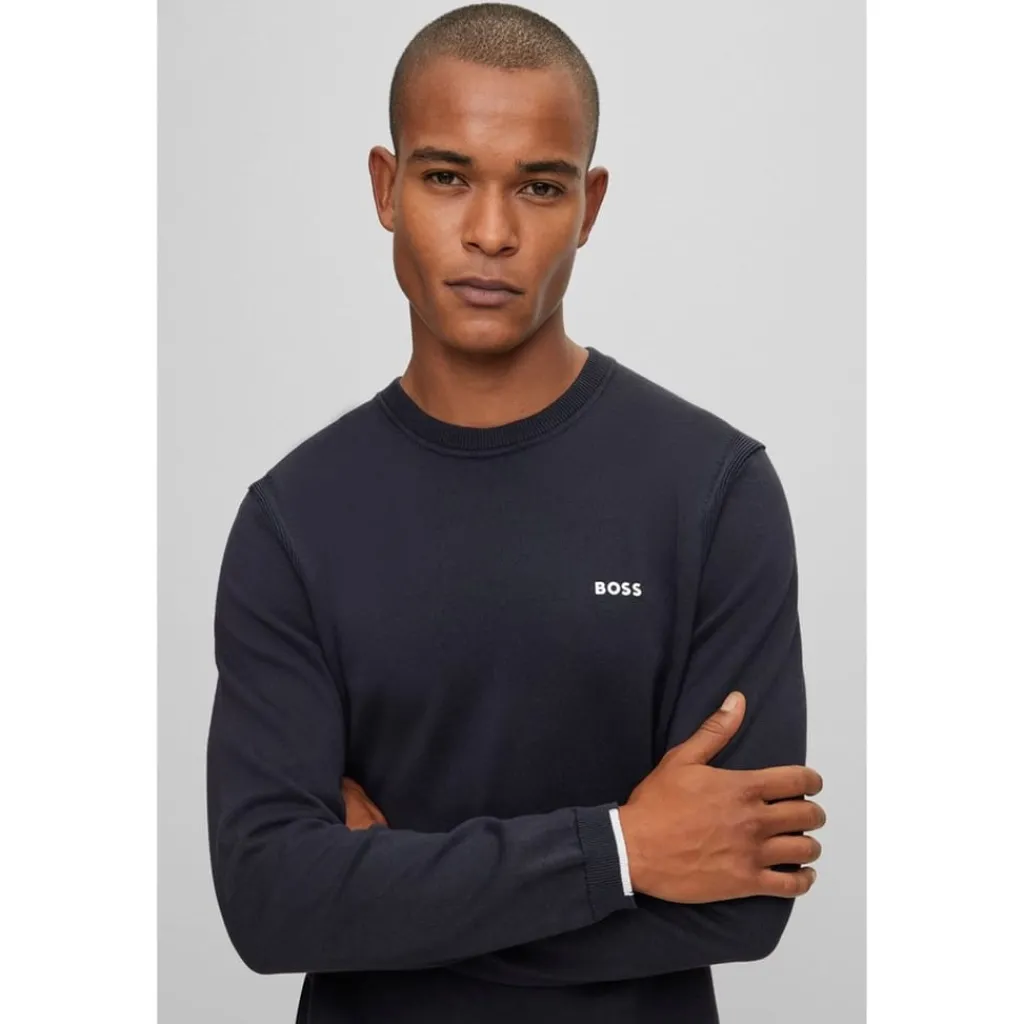 Knitwear*Boss Crew Neck Regular Fit Sweater in Blue