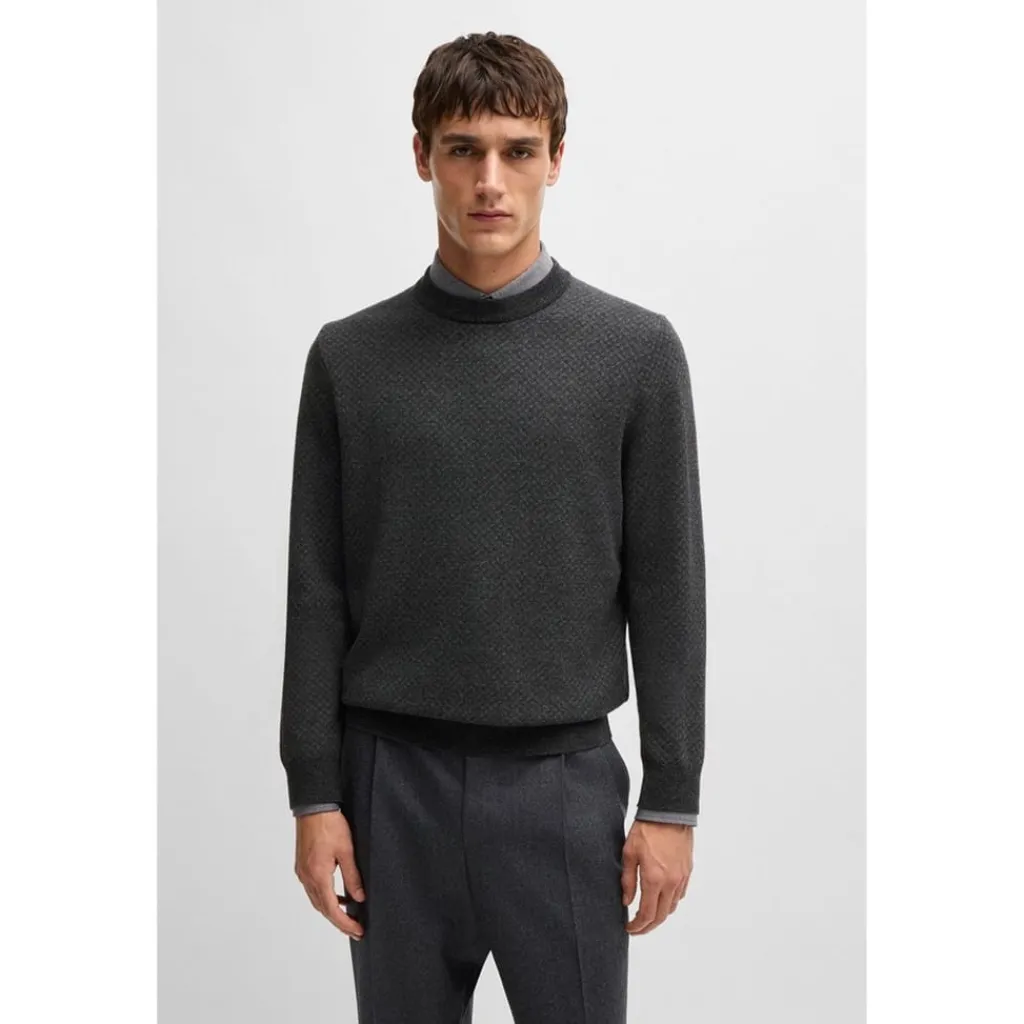 Knitwear*Boss Crew Neck Regular Fit Sweater in Black