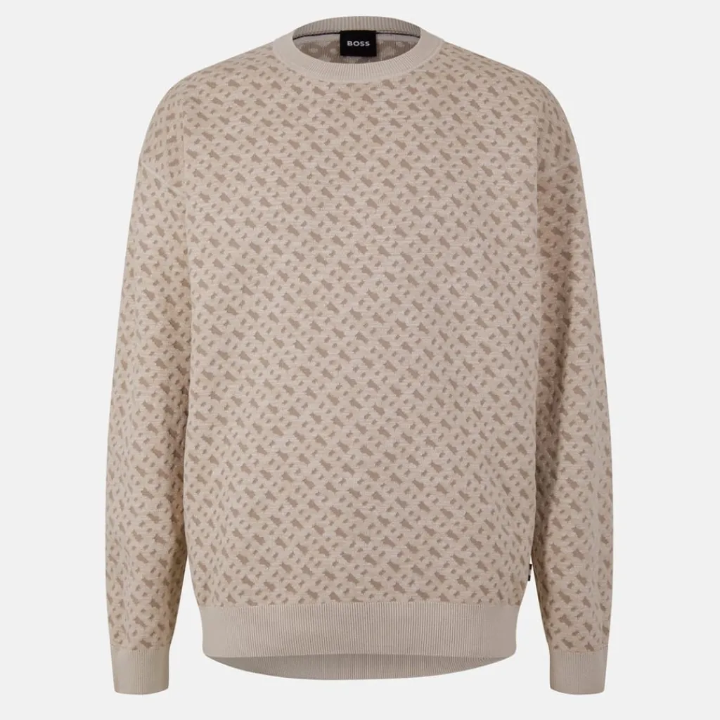 Knitwear*Boss Crew Neck Regular Fit Sweater in White