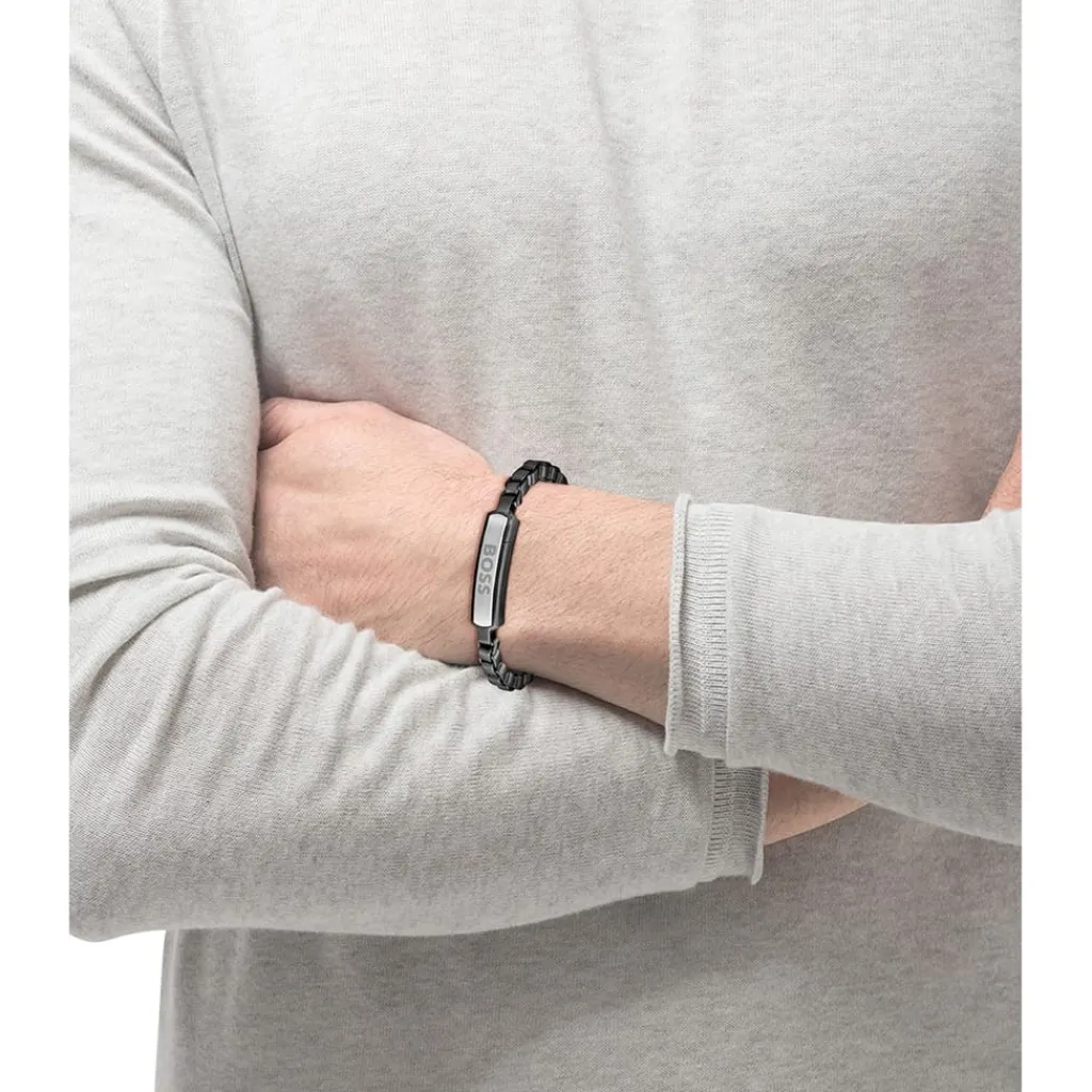 Jewellery-Watches*Boss Devon Box Chain Bracelet in Black