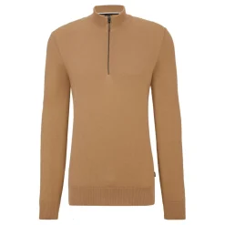 Knitwear*Boss Embrando-P Quarter-Zip Sweater in Beige