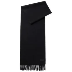 Gloves-Scarves-Umbrellas*Boss Embroidered Logo Scarf in Black