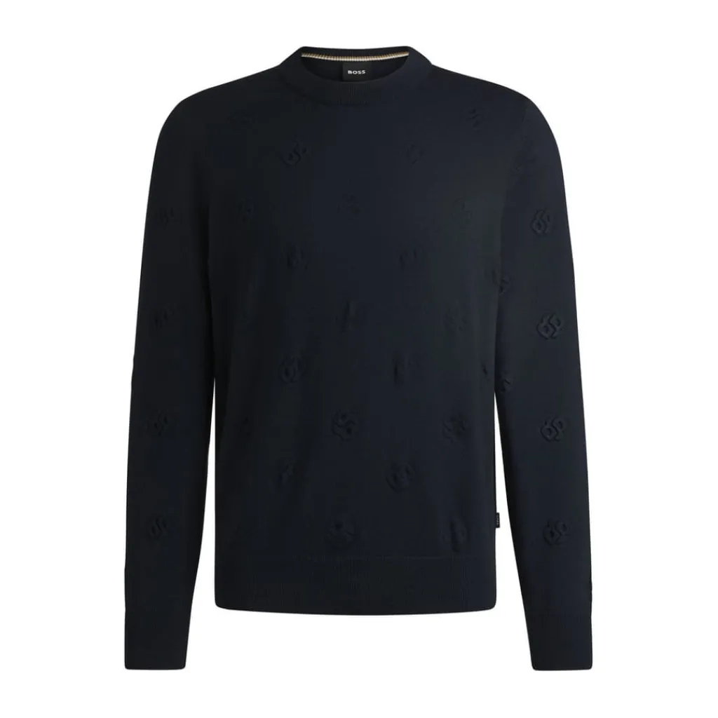 Sweatshirts*Boss H-Bahelo Double B Monograms Sweatshirt in Dark Blue