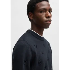 Sweatshirts*Boss H-Bahelo Double B Monograms Sweatshirt in Dark Blue