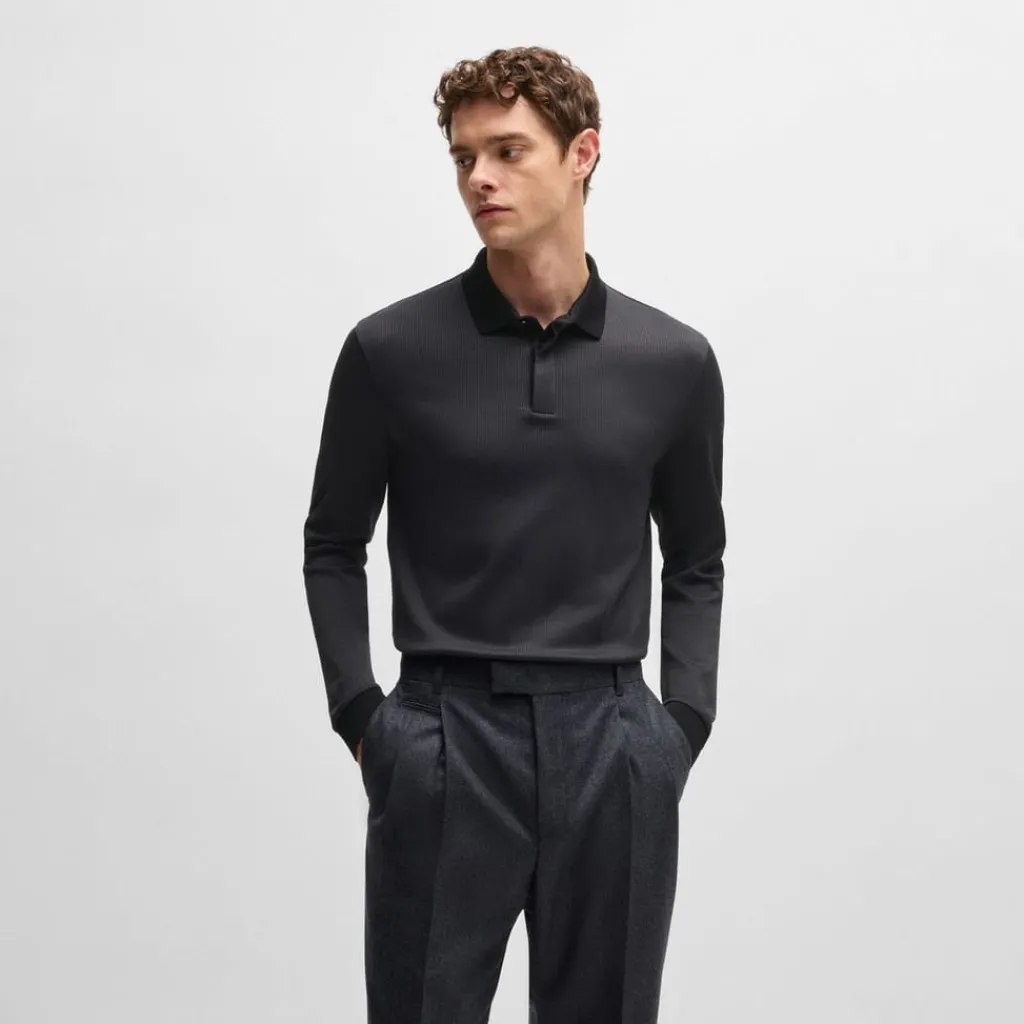 Polo Shirts*Boss H-Pado 431 Long Sleeve Polo Shirt in Black
