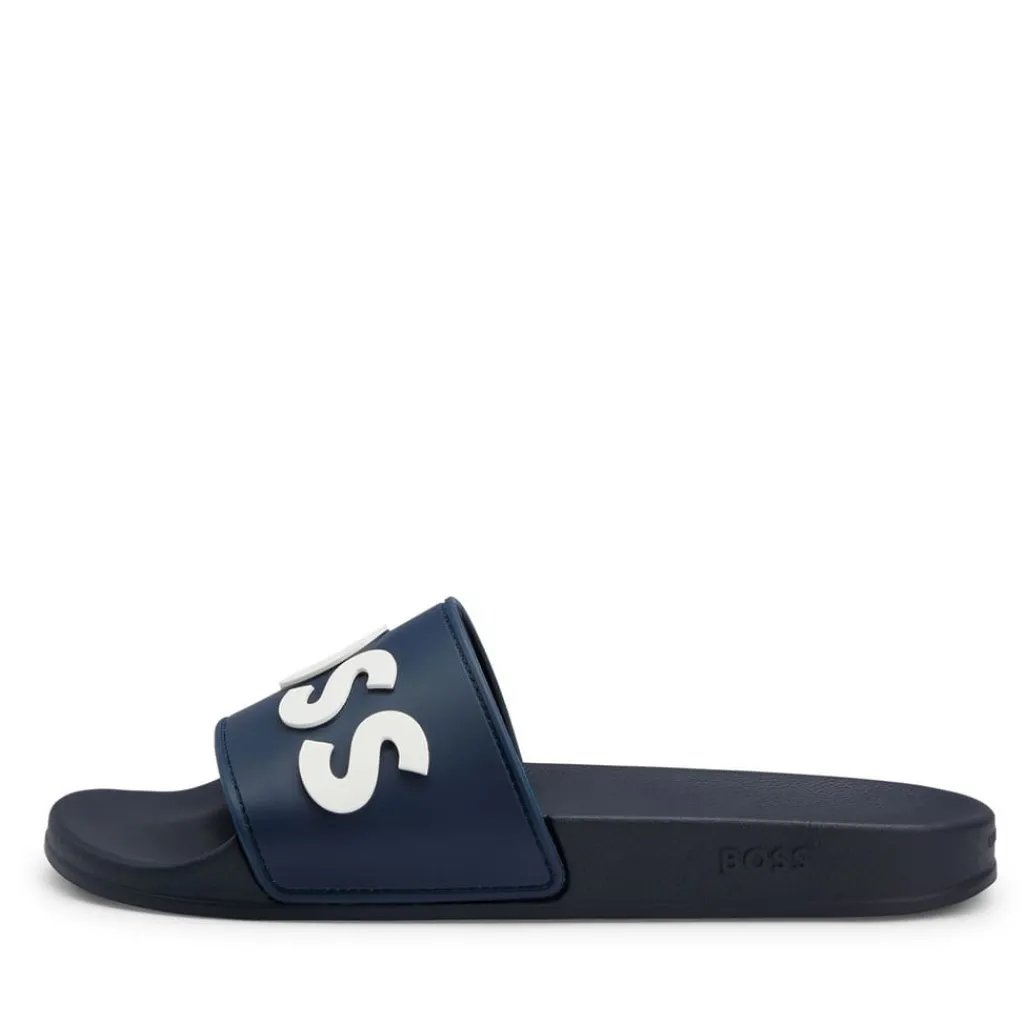 Beach Shoes*Boss Kirk Sliders in Dark Blue