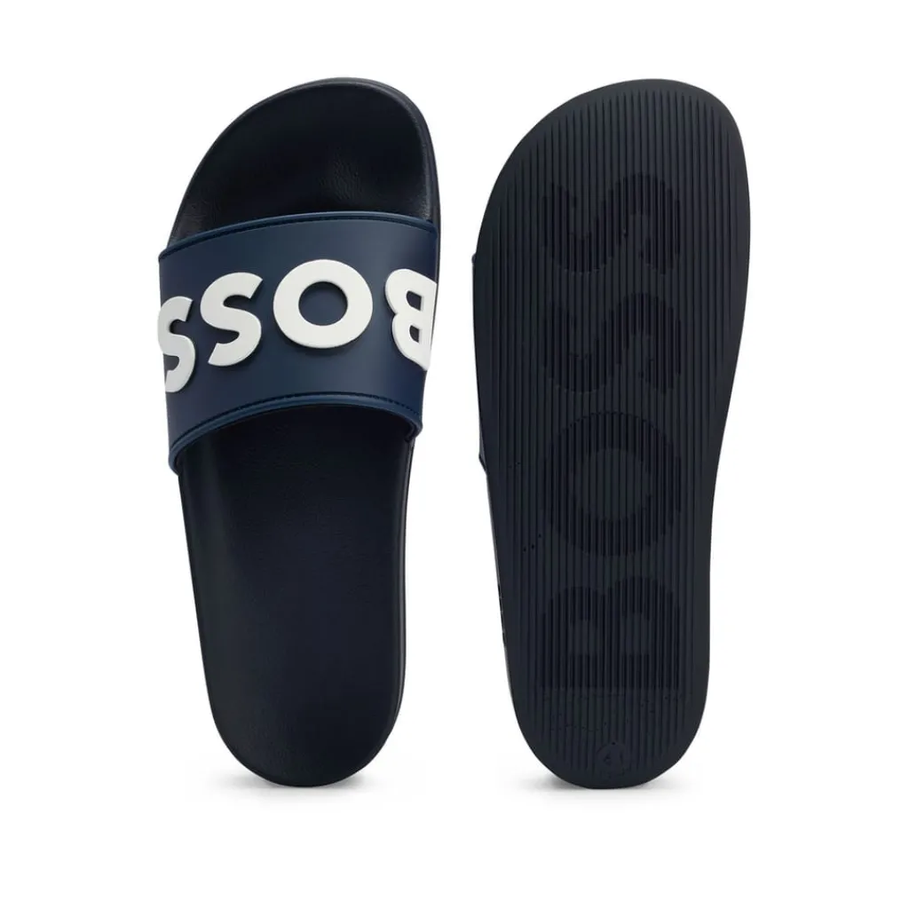Beach Shoes*Boss Kirk Sliders in Dark Blue