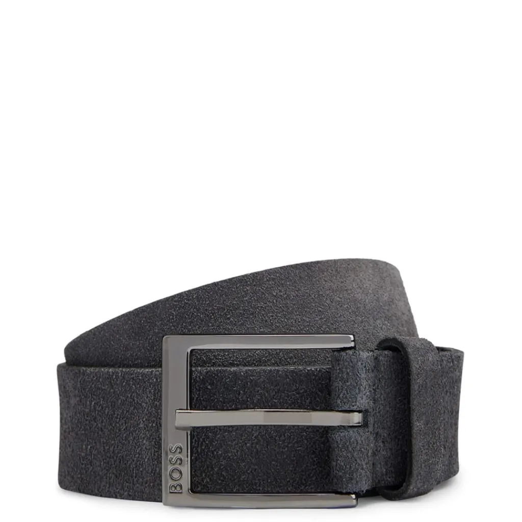 Belts*Boss Leather Pin Buckle Logo Belt in Blue