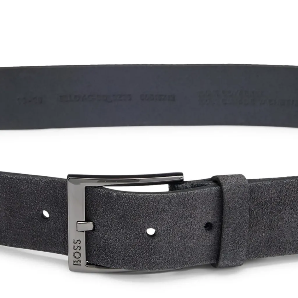 Belts*Boss Leather Pin Buckle Logo Belt in Blue