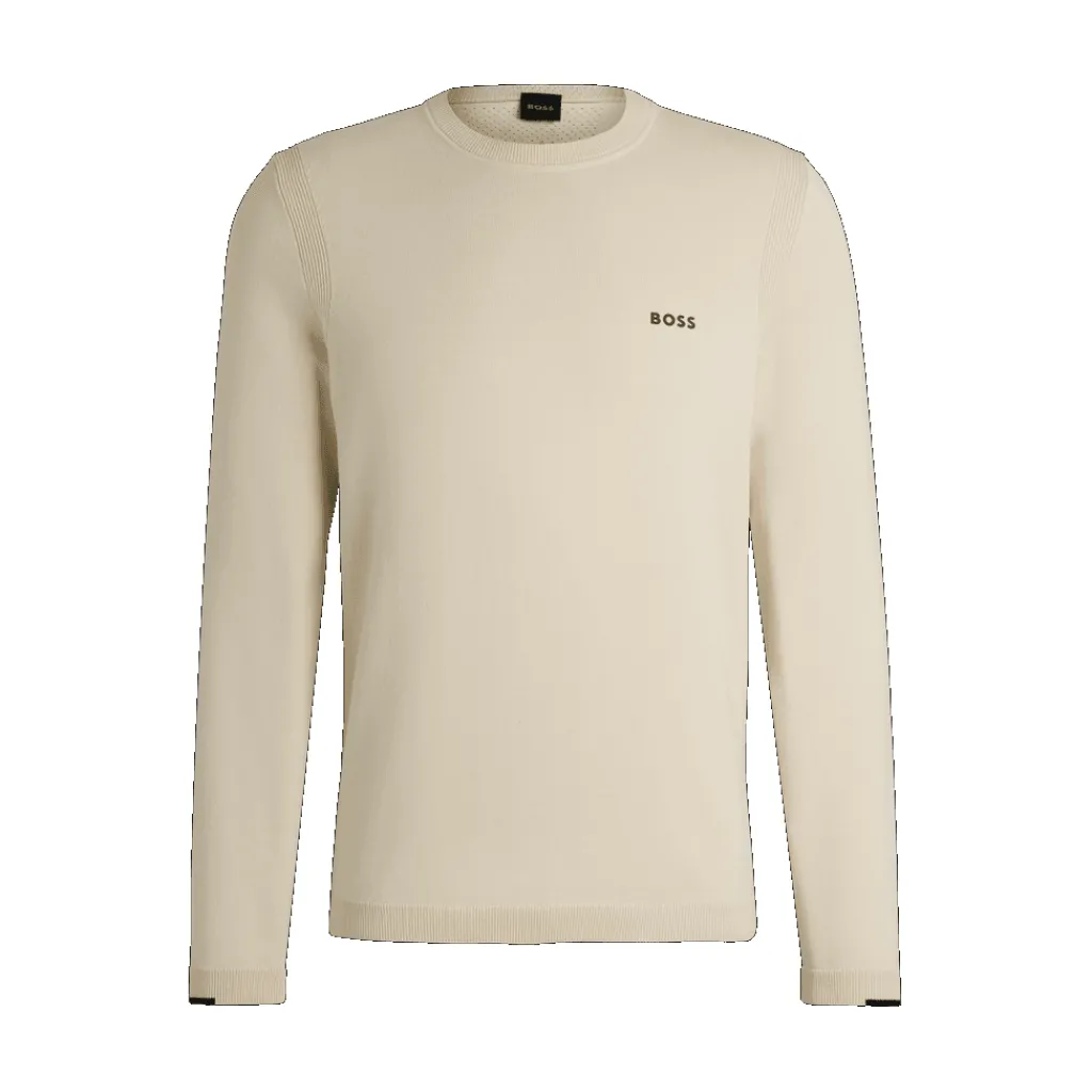 Knitwear*Boss Logo Print Regular-Fit Sweater in White