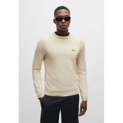 Knitwear*Boss Logo Print Regular-Fit Sweater in White