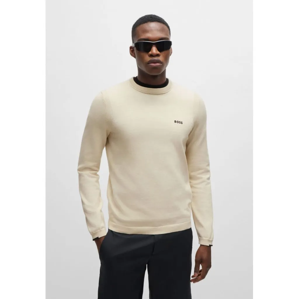 Knitwear*Boss Logo Print Regular-Fit Sweater in White