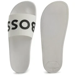 Beach Shoes*Boss Logo Sliders in White