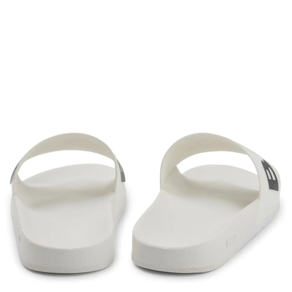 Beach Shoes*Boss Logo Sliders in White