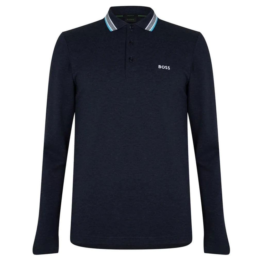 Polo Shirts*Boss Long Sleeve Polo Shirt in Blue