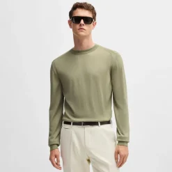 Knitwear*Boss L-Overo Regular-Fit Sweater in Green