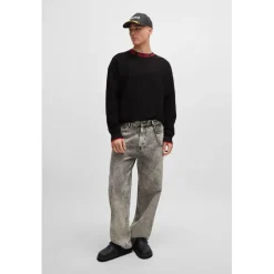Knitwear*Boss Mens Smarlo Logo Collar Sweater in Black