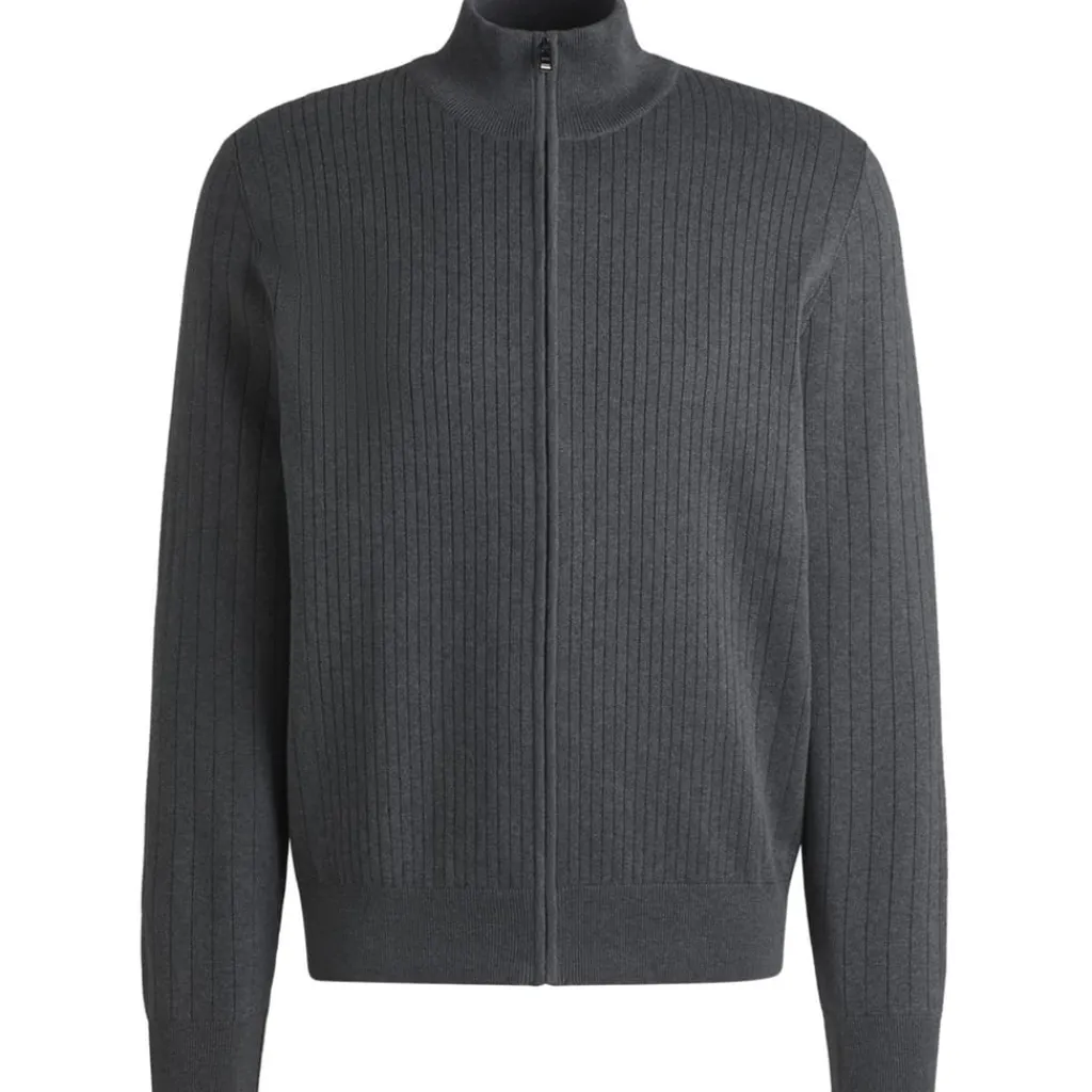 Knitwear*Boss Mock Neck Regular Fit Sweater in Grey