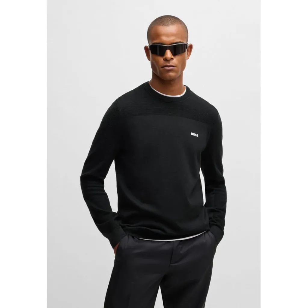 Knitwear*Boss Momentum-X Crewneck Sweater in Black