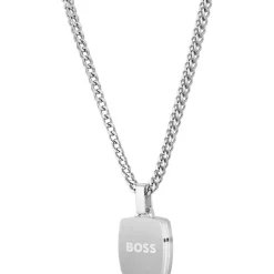 Jewellery-Watches*Boss Odell Black Onyx Pendant Necklace in Silver