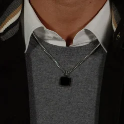 Jewellery-Watches*Boss Odell Black Onyx Pendant Necklace in Silver