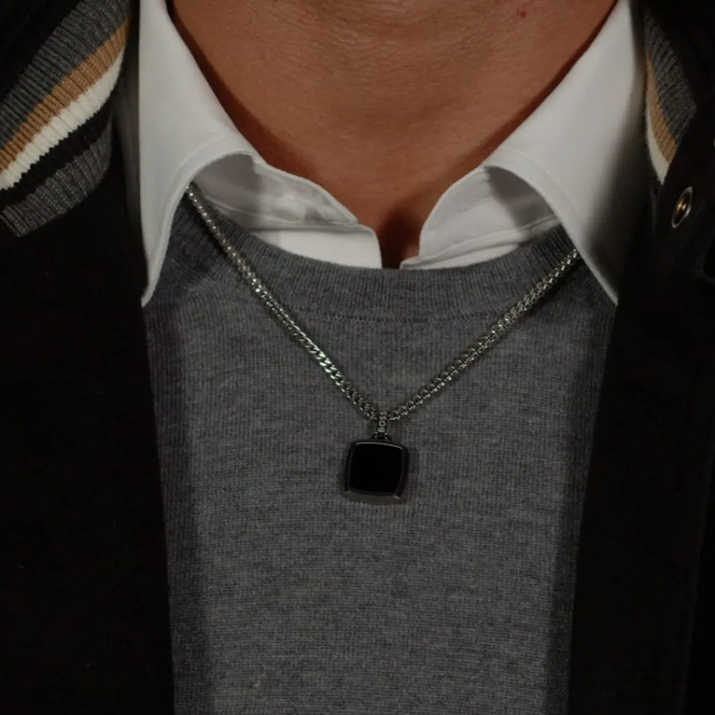 Jewellery-Watches*Boss Odell Black Onyx Pendant Necklace in Silver
