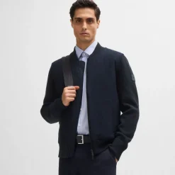 Coats And Jackets*Boss P-Eflano Regular-Fit Knitted Bomber Jacket in Dark Blue