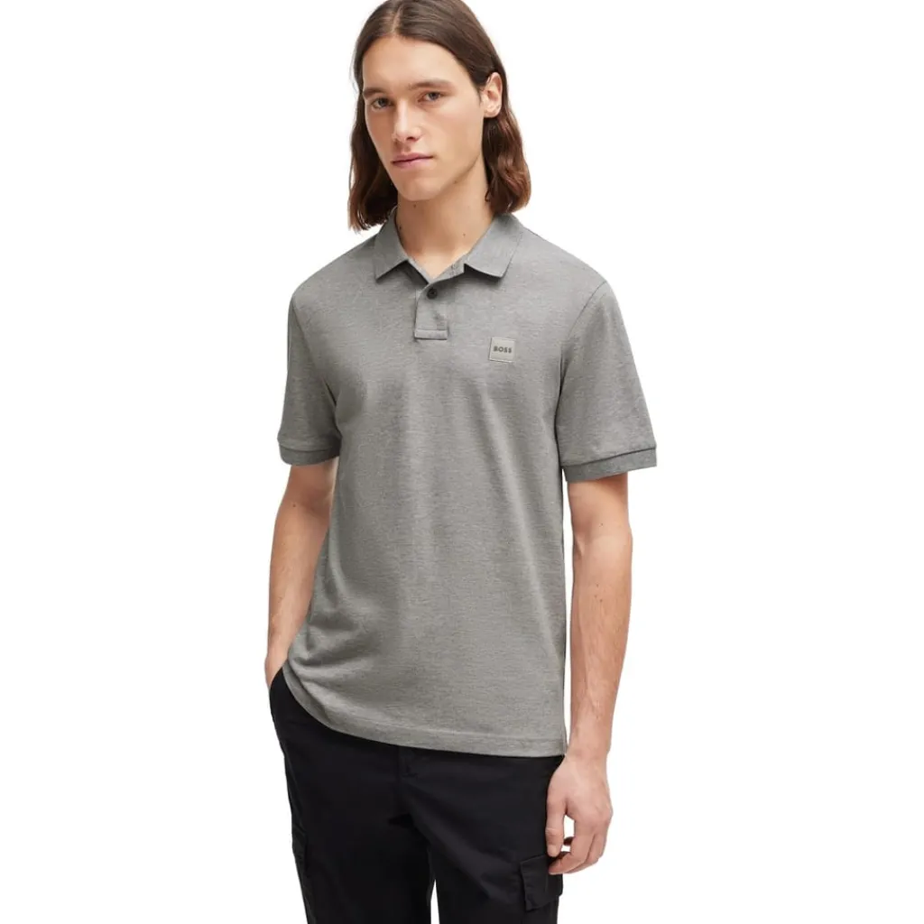 Polo Shirts*Boss Piqué Polo Top in Grey