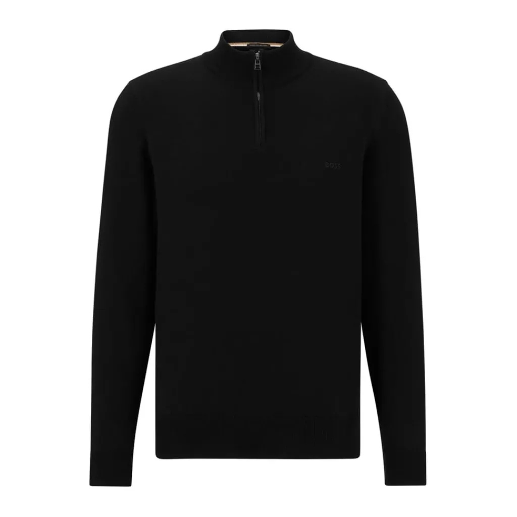 Knitwear*Boss Quarter Zip Sweater in Black